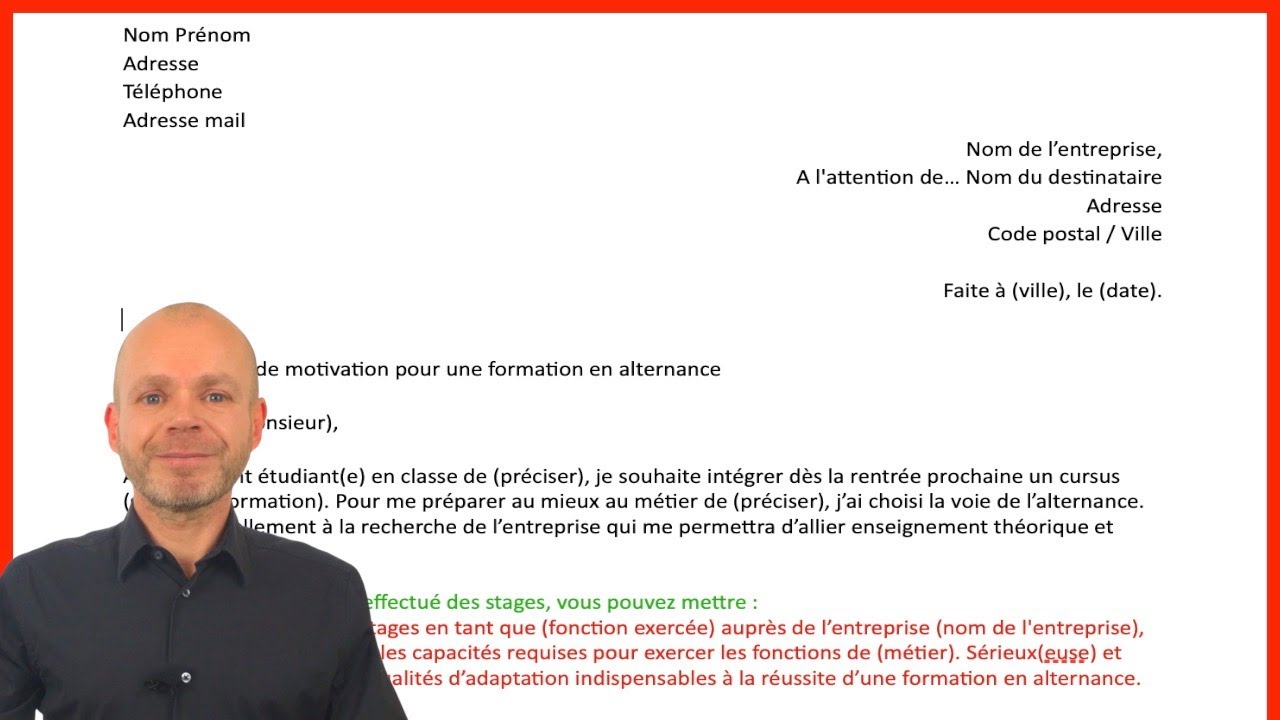 COMMENT REDIGER UNE LETTRE DE MOTIVATION POUR UNE FORMATION EN ALTERNANCE (exemple, modèle)