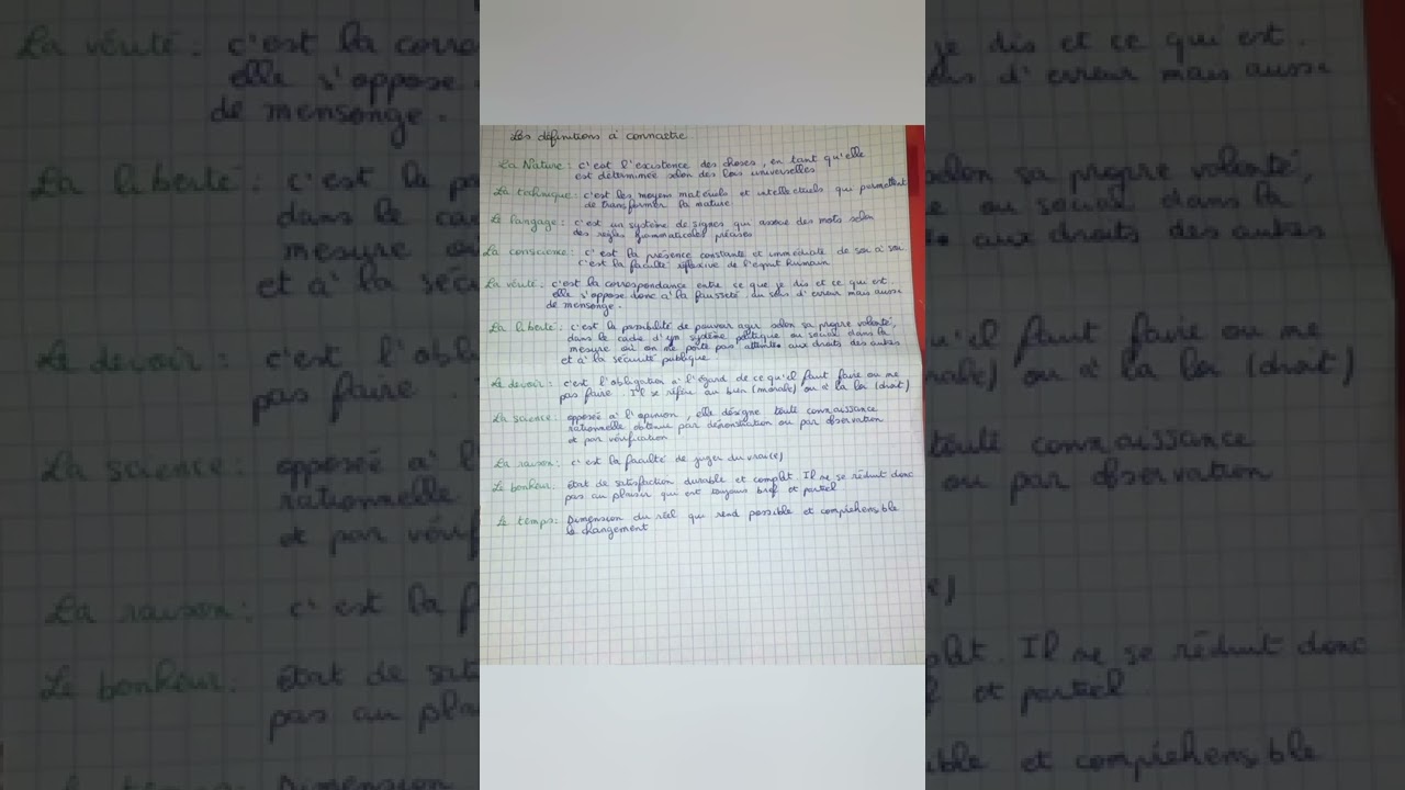 les définitions à connaitre pour l'épreuve de Philo du baccalauréat #entraidecours #fichederevision